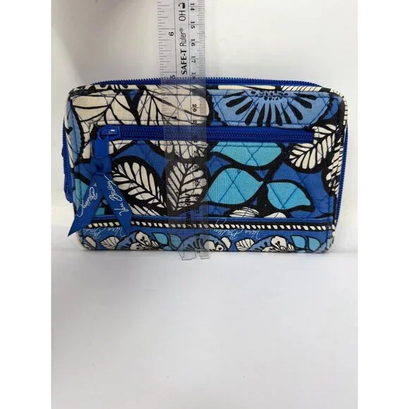 Vera Bradley Blue Bayou Turn Lock Wallet Organizer Zip Compartments - Picture 7 of 7